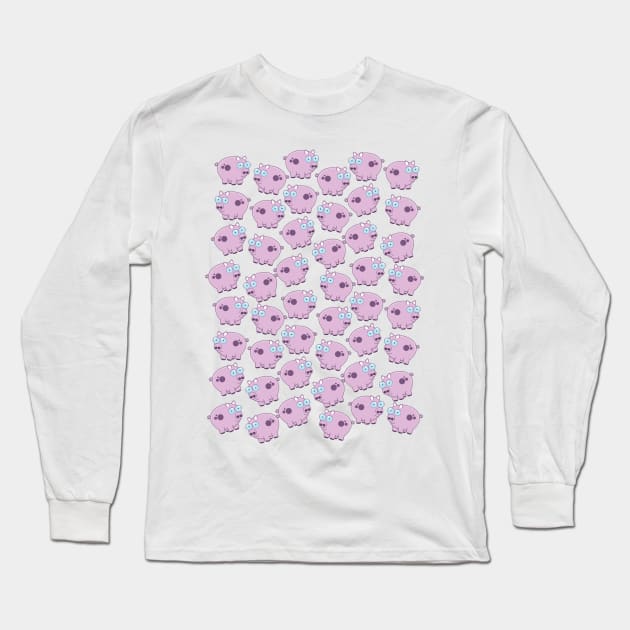 Pig cartoon pattern Long Sleeve T-Shirt by nickemporium1